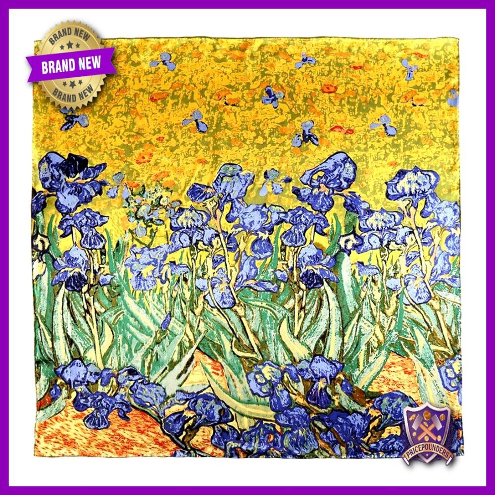 Large Square Silk Scarf 36x36 Art Print Hand-Rolled Hem Gift